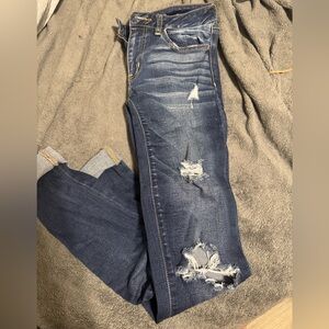 American Eagle Outfitters Ripped Blue Skinny Jeans
